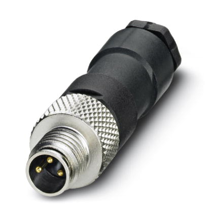 SACC-M 8MS-3CON-M    Sensor/actuator connector, male, straight, 3-pos., M8, solder connection, metal knurl, cable diameter max. 5 mm