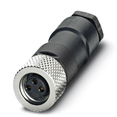 SACC-M 8FS-3CON-M    Sensor/actuator connector, female, straight, 3-pos., M8, solder connection, metal knurl, cable diameter max. 5 mm