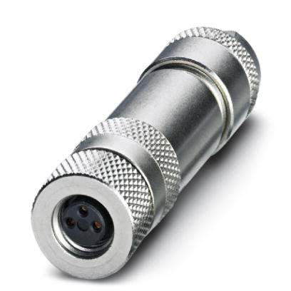 SACC-M 8FS-3CON-M-0,34-SH    Sensor/actuator connector, female, straight, 3-pos., M8, shielded, screw connection, metal knurl, cable diameter max. 5.2