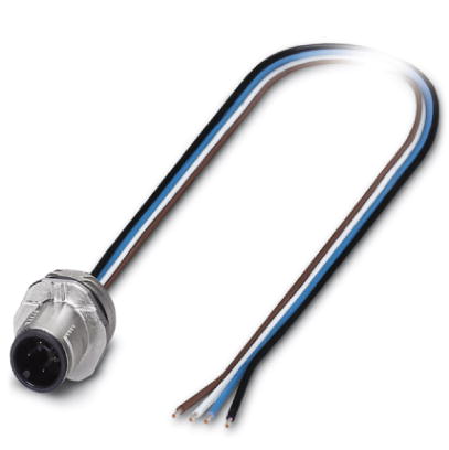 SACC-E-MS-4CON-M16/0,5 SCO    Sensor/Actuator flush-type plug, 4-pos., M12-SPEEDCON, A-coded, front/screw mounting with M16 thread, with 0.5 m TPE lit