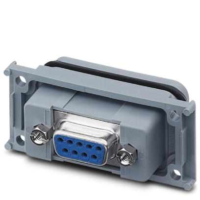VS-09-A-GC-BU/BU    D-SUB panel mounting frame, shell size 1, with nine signal contacts, socket, gender changer, shielded, IP67 degree of protection
