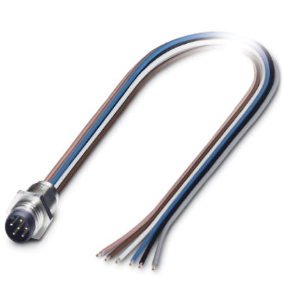 SACC-E-M 8MS-6CON-M 8/0,5    Sensor/actuator flush-type plug, 6-pos., M8, front/screw mounting, with M8 thread, with 0.5 m TPE litz wire, 6 x 0.14 mm?