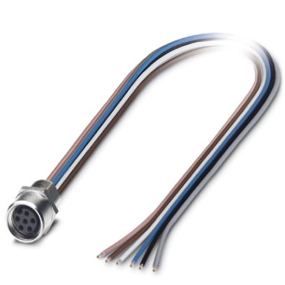 SACC-E-M 8FS-6CON-M 8/0,5    Sensor/actuator flush-type socket, 6-pos., M8, front/screw mounting, with M8 thread, with 0.5 m TPE litz wire, 6 x 0.14 m
