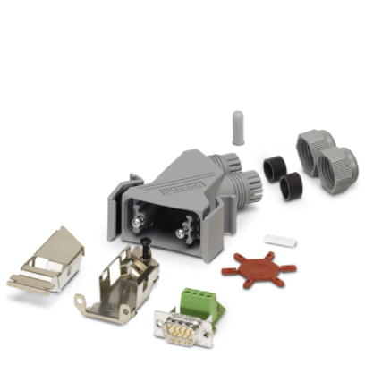 VS-09-PROFIBUS-SC    D-SUB Komplett-Steckverbinder, fur PROFIBUS, Shell-Gro?e 1, Stift, Schraubanschluss, geschirmt, Schutzart IP67, grau