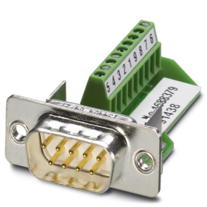 VS-09-ST-DSUB/10-MPT-0,5    D-SUB contact insert, shell size 1, with 9 signal contacts, male contact type, screw connection, straight, for panel mount