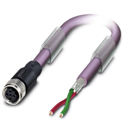 SAC-2P- 2,0-910/M12FSB    Bus system cable, PROFIBUS, 2-pos., PUR violet halogen-free, shielded, free conductor end B-coded on straight socket M12, le