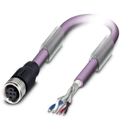 SAC-5P- 2,0-920/M12FS    Bus system cable, DeviceNet/CANOpen, 5 pos., PUR violet halogen-free, shielded, free line end on straight M12 socket, length: