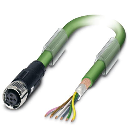 SAC-5P- 2,0-900/FSB SCO    Bus system cable, INTERBUS, 5 pos., PUR green halogen-free, shielded, free line end on straight M12-SPEEDCON socket B-coded