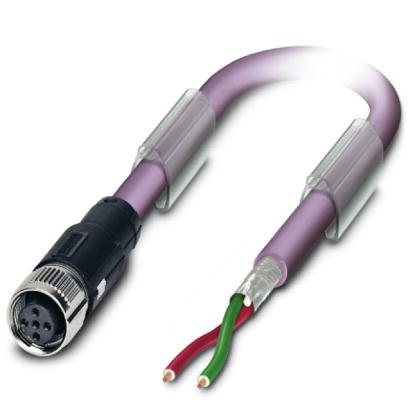 SAC-2P- 2,0-910/FSB SCO    Bus system cable, PROFIBUS, 2-pos., PUR violet halogen-free, shielded, free conductor end B-coded on straight socket M12-SP