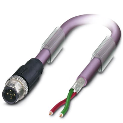 SAC-2P-M12MSB/ 2,0-910    Bus system cable, PROFIBUS, 2-pos., PUR violet halogen-free, shielded, straight connector M12 B-coded on free conductor end,