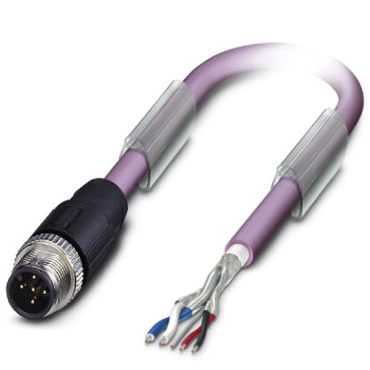 SAC-5P-M12MS/ 2,0-920    Bus system cable, DeviceNet/CANOpen, 5 pos., PUR halogen-free, violet, shielded, straight M12 plug on free M12 cable end M12,