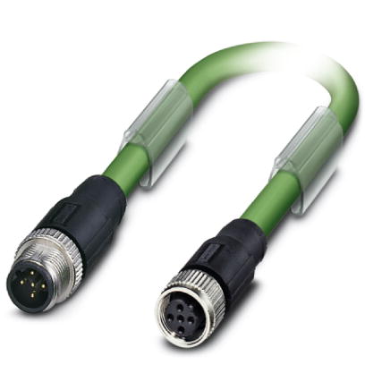 SAC-5P-M12MSB/ 0,3-900/M12FSB    Bus system cable, INTERBUS, 5-pos., PUR green halogen-free, shielded, straight connector M12 B-coded on straight sock