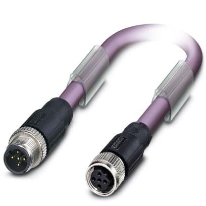 SAC-2P-M12MSB/ 0,3-910/M12FSB    Bus system cable, PROFIBUS, 2-pos., PUR violet halogen-free, shielded, straight connector M12 B-coded on straight M12