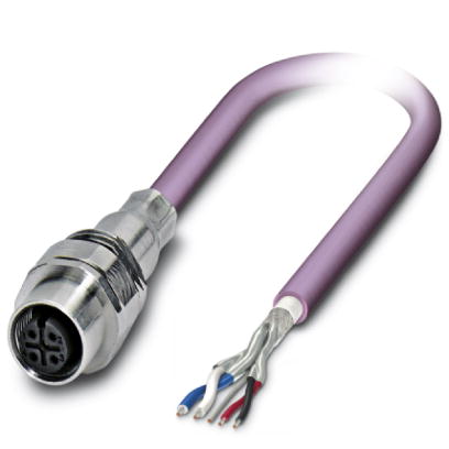 SACCEC-M12FS-5CON-M16/ 0,5-920    Bus system flush-type socket, DeviceNet/CANopen, 5-pos., M12, shielded, A-coded, front/screw mounting, with M16 thre