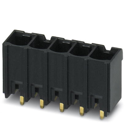 VS-MSTBVA 2,5/ 5-GB-5,08-BK-A    MSTB contact insert, for PCB assembly, 24 V, 5-pos., with straight solder pins, RAL 9005 (black), for panel mounting