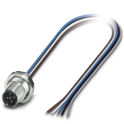 SACC-DSI-M12MS-5CON-PG9/0,5    Sensor/Actuator flush-type plug, 5-pos., M12, A-coded, rear/screw mounting with Pg9 thread, with 0.5 m TPE litz wire, 5