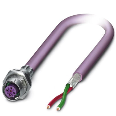 SACCBP-M12FSB-2CON-M16/0,5-910    Bus system flush-type socket, PROFIBUS, 2-pos., M12, shielded, B-coded, rear/screw mounting with M16 thread, with 0.