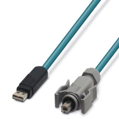 VS-04-2X2X26C7/7-67B/SDA/2,0    Assembled USB cable, shielded, color: RAL 5021 (water blue), PUR outer sheath, USB type B/IP67 on USB type A/standard,