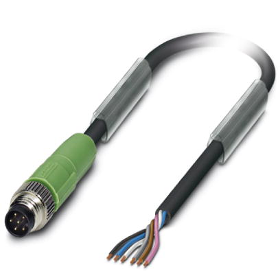 SAC-6P-M 8MS/ 1,5-PUR    Sensor/actuator cable, 6-pos., PUR halogen-free black, straight M8 plug on free conductor end, cable length: 1.5 m