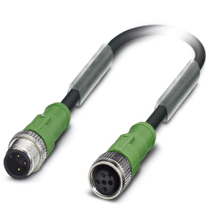 SAC-3P-M12MS/15,0-PUR/M12FS    Sensor/actuator cable, 3-pos., PUR halogen-free black, straight M12 plug, on straight M12 socket, cable length: 15 m