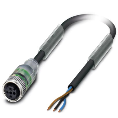 SAC-3P- 5,0-PVC/M12FS-2L    Sensor/actuator cable, 3-pos., PVC black, free conductor end on M12 straight socket with 2 LEDs on, length: 5 m
