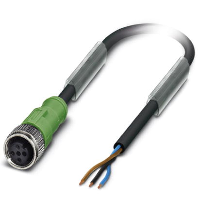 SAC-3P- 5,0-280/M12FS BK    Sensor-/Aktor-Kabel, 3-polig, PUR halogenfrei grau, freies Leitungsende auf gerade Buchse M12, Kabellange: 5 m