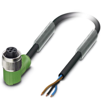 SAC-3P-20,0-PUR/M12FR    Sensor/actuator cable, 3-pos., PUR halogen-free black, free conductor end on angled M12 socket, cable length: 20 m, customer