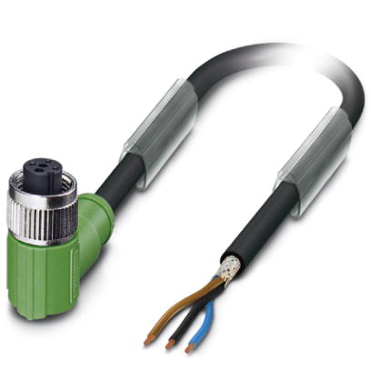 SAC-3P-10,0-PUR/M12FR SH    Sensor/actuator cable, 3-pos., PUR halogen-free black, shielded, free conductor end on angled M12 socket, cable length: 10