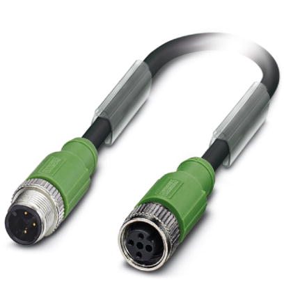 SAC-3P-M12MS/ 0,3-PUR/M12FS SH    Sensor/actuator cable, 3-pos., PUR halogen-free black, shielded, straight M12 plug on straight M12 socket, cable len