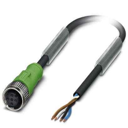 SAC-4P- 5,0-280/M12FS BK    Sensor-/Aktor-Kabel, 4-polig, PUR halogenfrei grau, freies Leitungsende auf gerade Buchse M12, Kabellange: 5 m