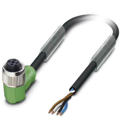 SAC-4P-15,0-PUR/M12FR    Sensor/actuator cable, 4-pos., PUR halogen-free black, free conductor end on angled M12 socket, cable length: 15 m