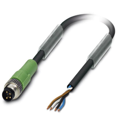 SAC-4P-M 8MS/1,5-PUR    Sensor/actuator cable, 4-pos., PUR halogen-free black, straight M8 plug on free conductor end, cable length: 1.5 m