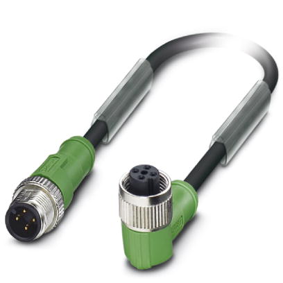 SAC-4P-M12MS/ 7,0-PUR/M12FR    Sensor/actuator cable, straight plug M12 on angled socket M12, 4-pos., cable length: 7 m