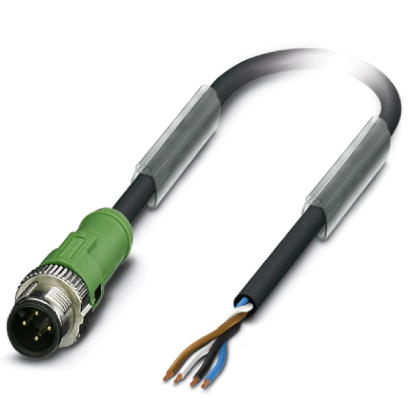 SAC-4P-MS/ 3.0-PUR SCO Sensor/actuator cable, 4-pos., PUR halogen-free black, straight M12 SPEEDCON plug on free conductor end, cable length: 3 m
