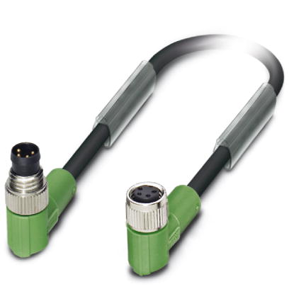 SAC-4P-M 8MR/3,0-PUR/M 8FR    Sensor/actuator cable, 4-pos., PUR halogen-free black, angled M8 plug, on angled M8 socket, cable length: 3 m