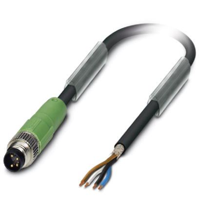 SAC-4P-M 8MS/ 5,0-PUR SH    Sensor/actuator cable, 4-pos., PUR halogen-free black, shielded, straight M8 plug on free conductor end, cable length: 5 m