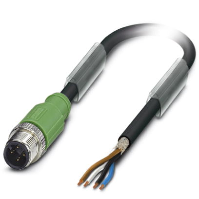 SAC-4P-M12MS/15,0-PUR SH    Sensor/actuator cable, 4-pos., PUR halogen-free black, shielded, straight M12 connector, on free conductor end, length: 15