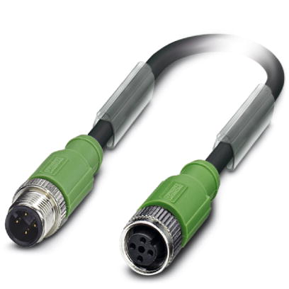 SAC-4P-M12MS/ 0,3-PUR/M12FS SH    Sensor/actuator cable, 4-pos., PUR halogen-free black, shielded, straight M12 plug on straight M12 socket, cable len