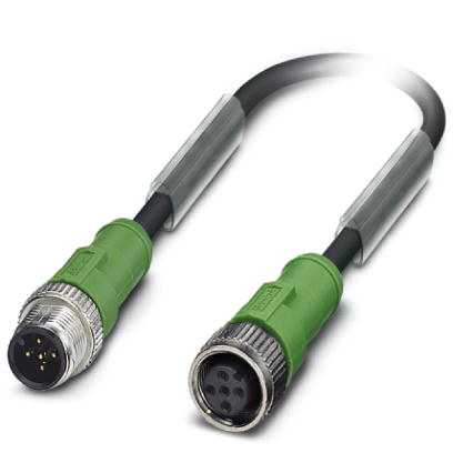 SAC-5P-M12MS/5,0-PUR/M12FS    Sensor/actuator cable, 5-pos., PUR halogen-free black, straight M12 plug, on straight M12 socket, cable length: 5 m