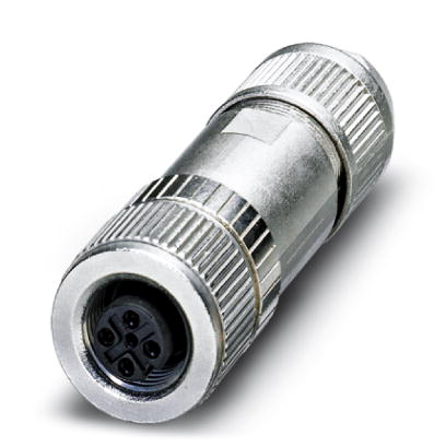 SACC-M12FSD-4Q SH    Bus system connector, socket, straight, 4-pos., M12 shielded, D-coded, QUICKON connection block, cable diameter max. 8 mm