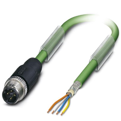 NBC-M12MSD/ 2,0-93B CMC    Bus system cable, PROFINET, 4-pos., green PVC, shielded, straight M12 D-coded connector on the free conductor end, length: