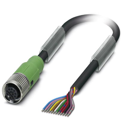 SAC-12P- 1,5-PUR/FS SCO    Sensor/actuator cable, 17-pos., PUR halogen-free black, straight M12 SPEEDCON socket, on free conductor end, length: 1.5 m