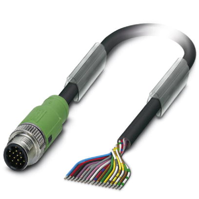 SAC-17P-MS/ 1,5-PUR SCO    Sensor/actuator cable, 17-pos., PUR halogen-free black, straight M12 SPEEDCON plug, on free conductor end, length: 1.5 m