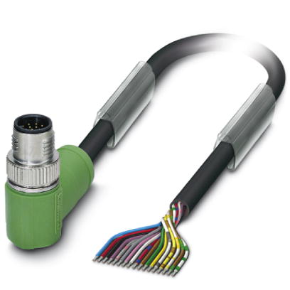 SAC-17P-MR/ 1,5-PUR SCO    Sensor/actuator cable, 17-pos., PUR halogen-free black, angled M12 SPEEDCON plug, on free conductor end, length: 1.5 m