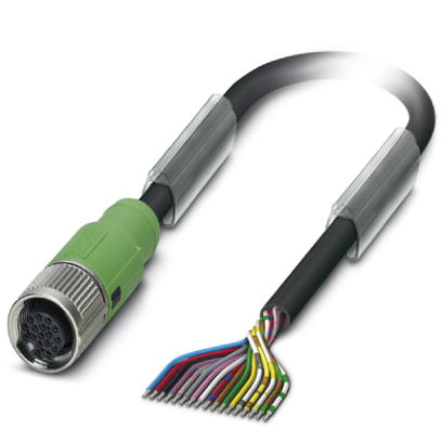 SAC-17P- 1,5-PUR/FS SCO    Sensor/actuator cable, 17-pos., PUR halogen-free black, straight M12 SPEEDCON socket, on free conductor end, length: 1.5 m
