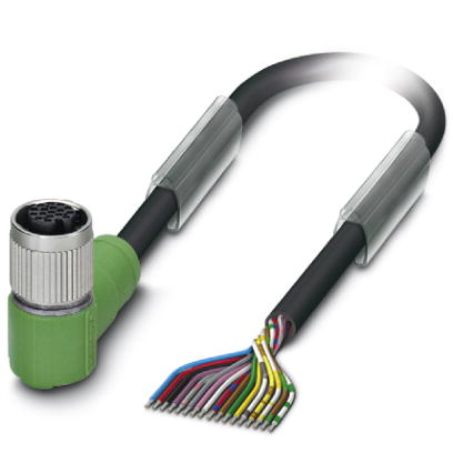 SAC-17P- 1,5-PUR/FR SCO    Sensor/actuator cable, 17-pos., PUR halogen-free black, angled M12 SPEEDCON socket, on free conductor end, length: 1.5 m