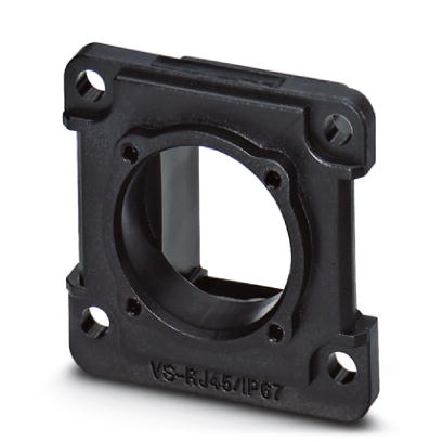 VS-08-A-RJ45/MOD-1-IP67-BK    RJ45 panel mounting frame, IP67, for modular socket inserts (Keystone), for square panel cutout, with grommet, without m