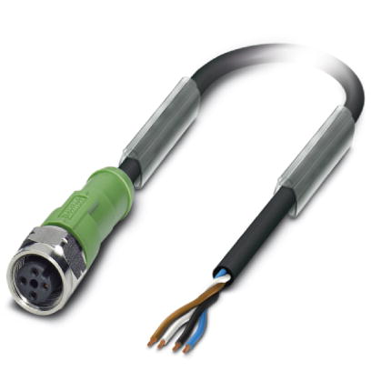 SAC-4P-10,0-PUR/M12FS VA    Sensor/actuator cable, 4-pos., PUR/PVC black, M12 straight socket on free conductor end, length: 10 m