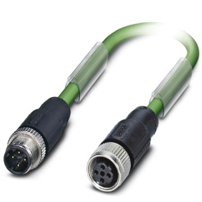 NBC-M12MSD/ 5,0-93B/M12FSD CMC    Bus system cable, PROFINET, 4-pos., PVC green, shielded, straight M12 D-coded connector, on straight M12 D-coded soc