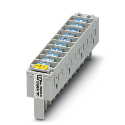 CT 10-2/2-GS/3E-110AC    LSA-PLUS coarse protection magazine for 10 double conductors, equipped with 10 three-electrode gas-filled surge arresters.